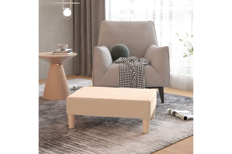 Fotpall gräddvit 78x56x32 cm tyg - Kräm - Möbler - Vardagsrum - Stolar & sittmöbler - Pallar - Fotpall