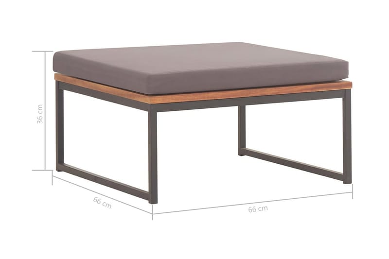 Fotpall med dyna 66x66x36 cm massivt akaciaträ mörkgrå - Grå - Fotpall