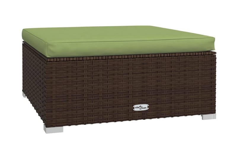Fotpall med dyna för trädgården brun 70x70x30 cm konstrottin - Brun/Grön - Möbler - Vardagsrum - Stolar & sittmöbler - Pallar - Fotpall