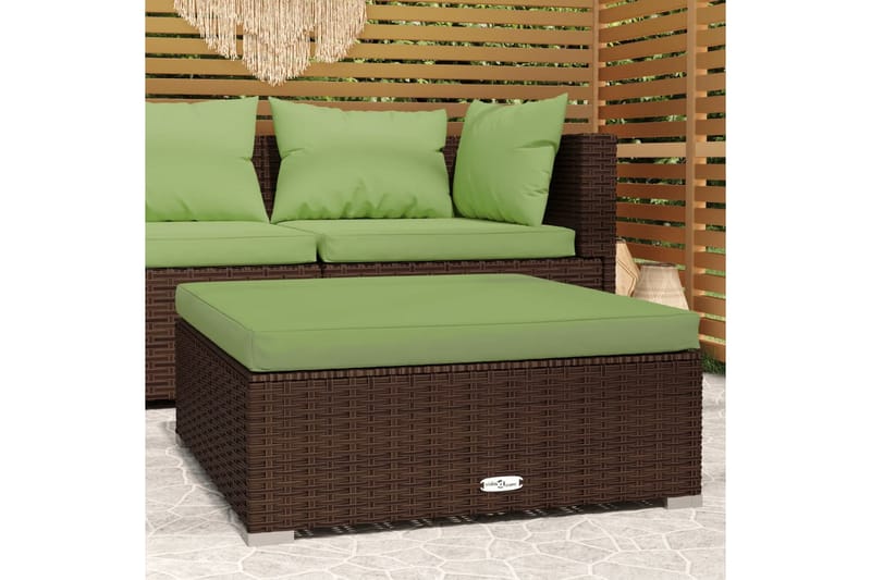 Fotpall med dyna för trädgården brun 70x70x30 cm konstrottin - Brun/Grön - Möbler - Vardagsrum - Stolar & sittmöbler - Pallar - Fotpall