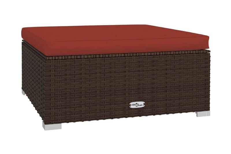 Fotpall med dyna för trädgården brun 70x70x30 cm konstrottin - Brun/Röd - Möbler - Vardagsrum - Stolar & sittmöbler - Pallar - Fotpall