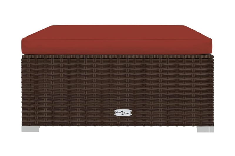 Fotpall med dyna för trädgården brun 70x70x30 cm konstrottin - Brun/Röd - Möbler - Vardagsrum - Stolar & sittmöbler - Pallar - Fotpall