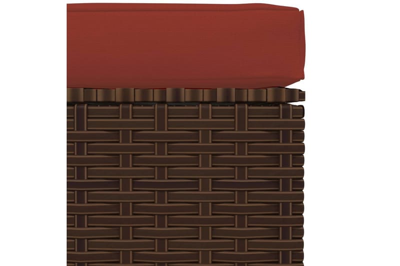 Fotpall med dyna för trädgården brun 70x70x30 cm konstrottin - Brun/Röd - Möbler - Vardagsrum - Stolar & sittmöbler - Pallar - Fotpall