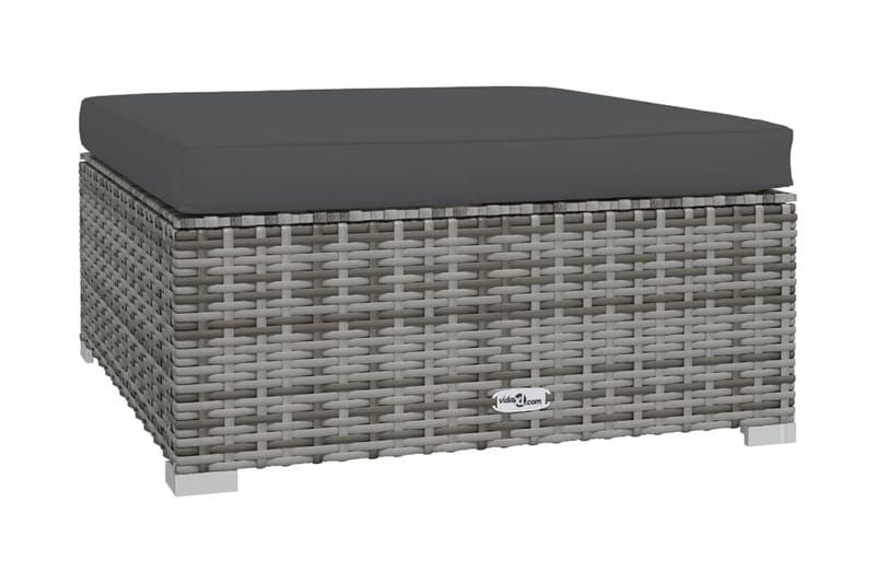 Fotpall med dyna för trädgården grå 70x70x30 cm konstrotting - Grå - Möbler - Vardagsrum - Stolar & sittmöbler - Pallar - Fotpall