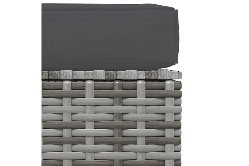 Fotpall med dyna för trädgården grå 70x70x30 cm konstrotting - Grå - Möbler - Vardagsrum - Stolar & sittmöbler - Pallar - Fotpall