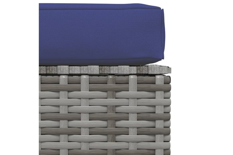 Fotpall med dyna för trädgården grå 70x70x30 cm konstrotting - Grå/Blå - Möbler - Vardagsrum - Stolar & sittmöbler - Pallar - Fotpall