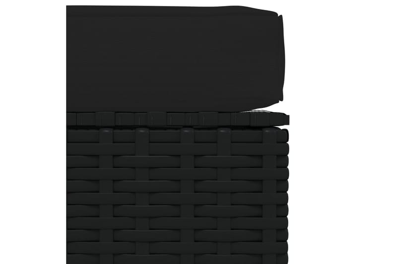 Fotpall med dyna konstrotting svart 70x70x30 cm - Svart - Fotpall