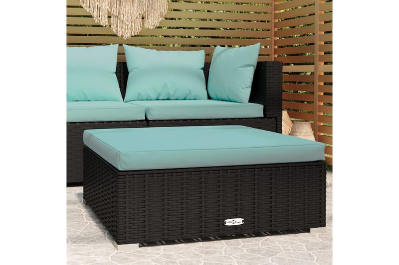 Fotpall med dyna konstrotting svart 70x70x30 cm - Svart/Blå - Möbler - Vardagsrum - Stolar & sittmöbler - Pallar - Fotpall
