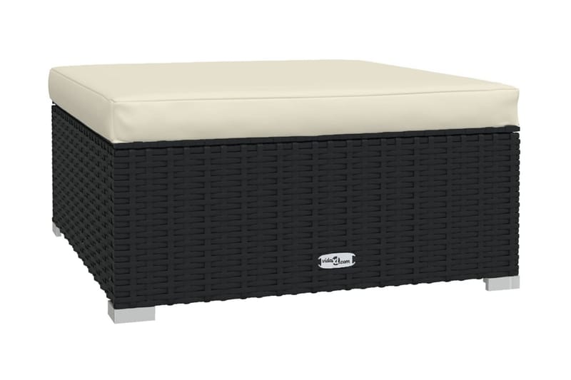 Fotpall med dyna konstrotting svart 70x70x30 cm - Svart/Vit - Möbler - Vardagsrum - Stolar & sittmöbler - Pallar - Fotpall
