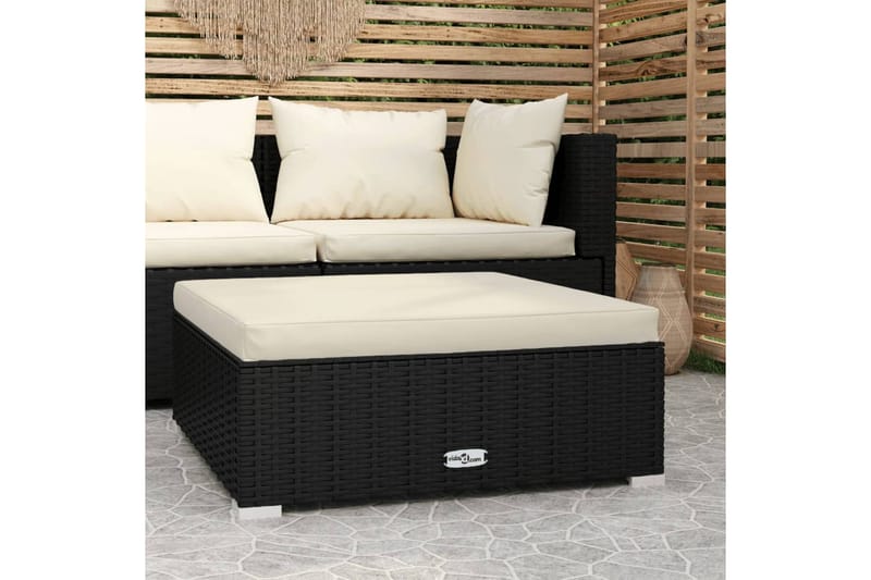 Fotpall med dyna konstrotting svart 70x70x30 cm - Svart/Vit - Möbler - Vardagsrum - Stolar & sittmöbler - Pallar - Fotpall