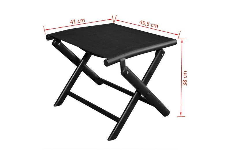 Hopfällbar fotpall svart aluminium och textilen - Svart - Möbler - Vardagsrum - Stolar & sittmöbler - Pallar - Fotpall