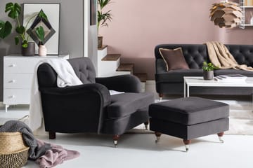 Howard Riviera Fotpall Sammet - Mörkgrå - Möbler - Vardagsrum - Stolar & sittmöbler - Pallar - Fotpall