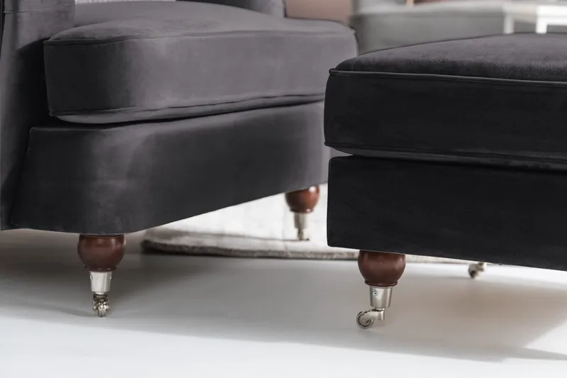 Howard Riviera Fotpall Sammet - Mörkgrå - Möbler - Vardagsrum - Stolar & sittmöbler - Pallar - Fotpall