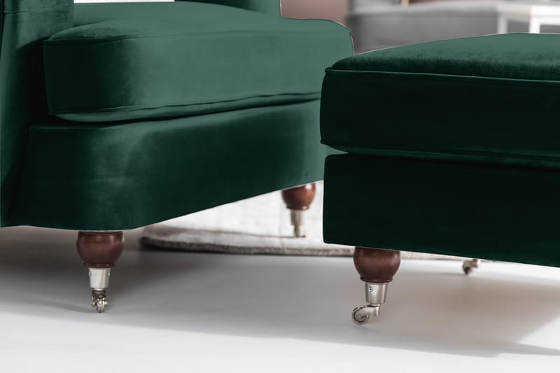 Howard Riviera Fotpall Sammet - Mörkgrön - Möbler - Vardagsrum - Stolar & sittmöbler - Pallar - Fotpall