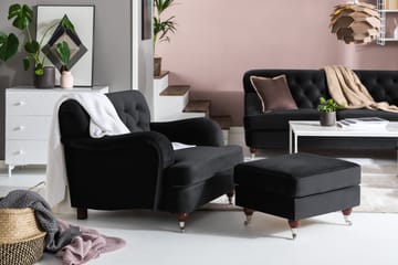 Howard Riviera Fotpall Sammet - Svart - Möbler - Vardagsrum - Stolar & sittmöbler - Pallar - Fotpall