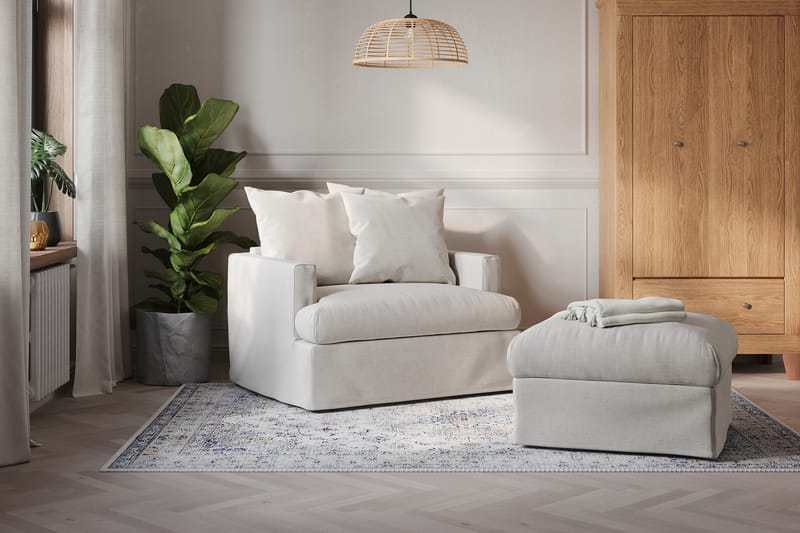 Menard Fotpall Beige Tvättbar & avtagbar klädsel - Beige - Möbler - Vardagsrum - Stolar & sittmöbler - Pallar - Fotpall