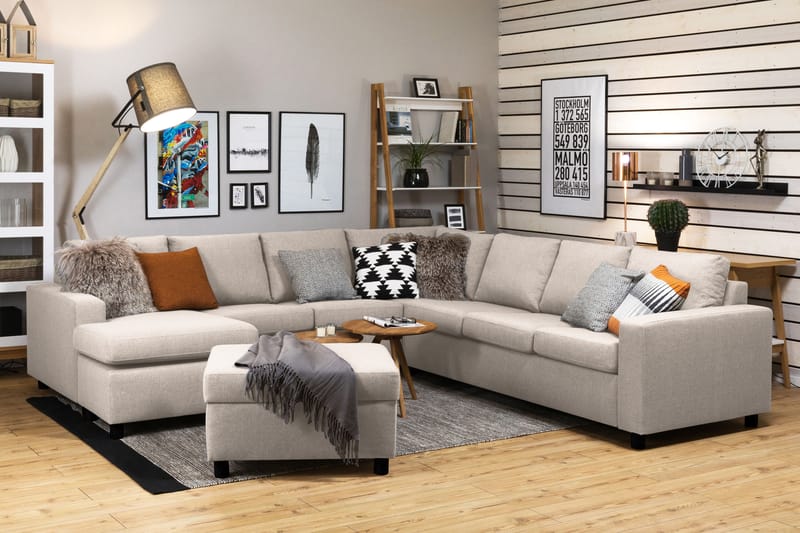 NEW YORK Fotpall med Förvaring 80x65 Beige - Möbler - Vardagsrum - Stolar & sittmöbler - Pallar - Fotpall