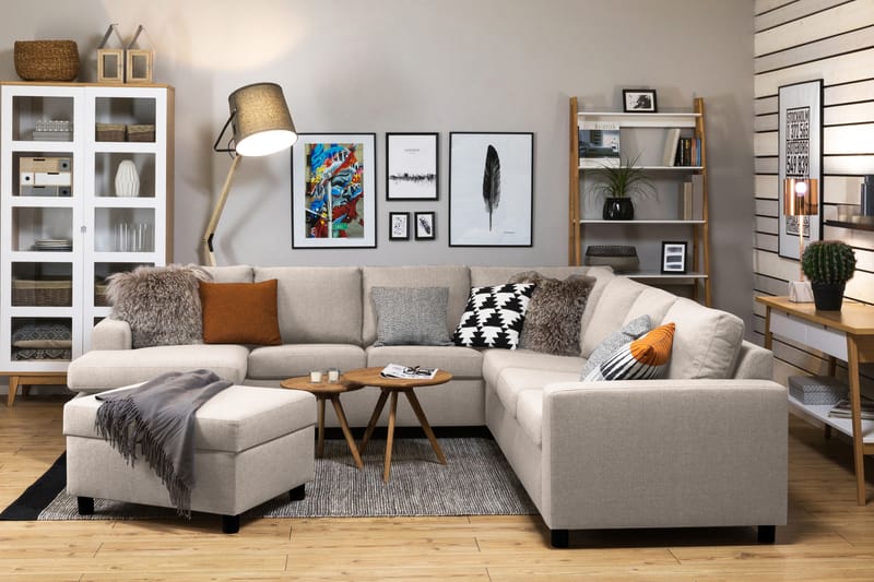 NEW YORK Fotpall med Förvaring 80x65 Beige - Möbler - Vardagsrum - Stolar & sittmöbler - Pallar - Fotpall