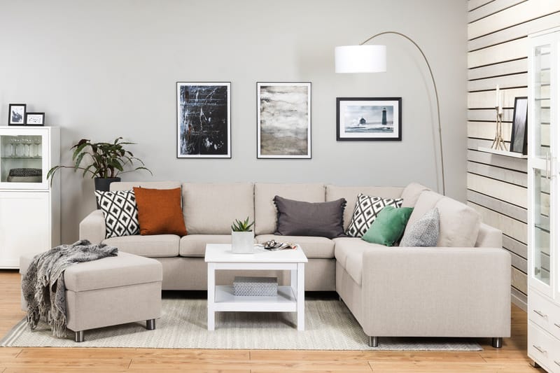NEW YORK Fotpall med Förvaring 80x65 Beige - Möbler - Vardagsrum - Stolar & sittmöbler - Pallar - Fotpall