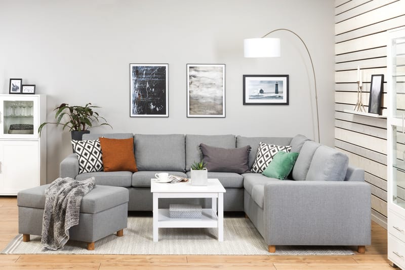 NEW YORK Fotpall med Förvaring 80x65 Ljusgrå - Möbler - Vardagsrum - Stolar & sittmöbler - Pallar - Fotpall