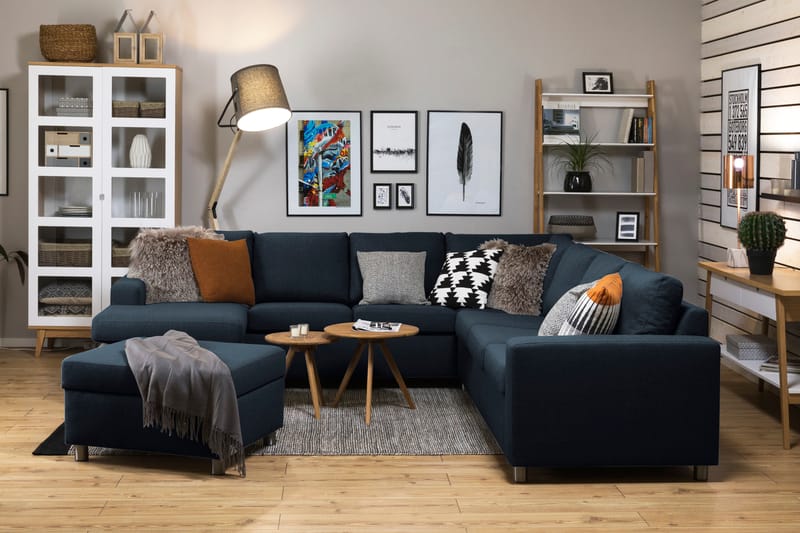 NEW YORK Fotpall med Förvaring 80x65 Mörkblå - Möbler - Vardagsrum - Stolar & sittmöbler - Pallar - Fotpall