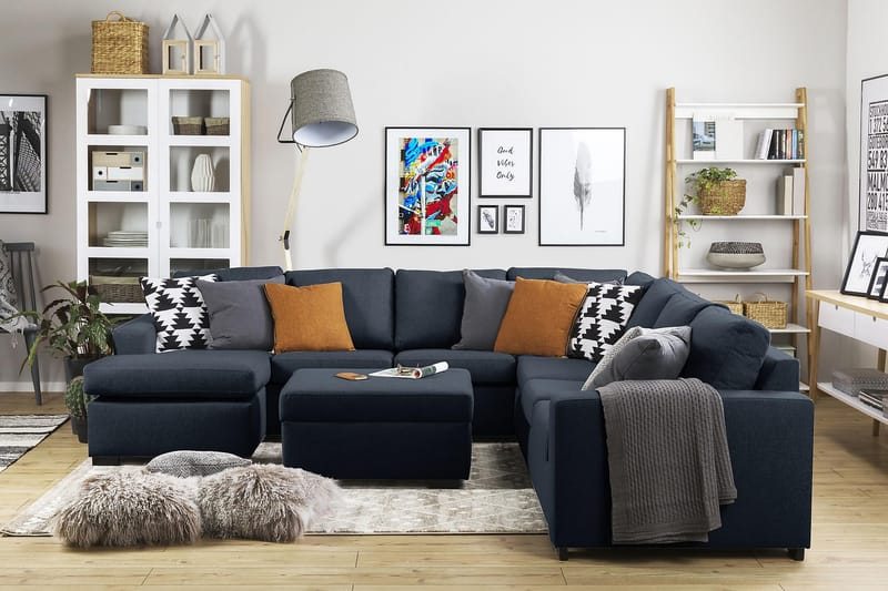 NEW YORK Fotpall med Förvaring 80x65 Mörkblå - Möbler - Vardagsrum - Stolar & sittmöbler - Pallar - Fotpall