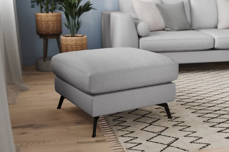 Ocean Lyx Fotpall - Linnegrå, Svarta Ben - Möbler - Vardagsrum - Stolar & sittmöbler - Pallar - Fotpall