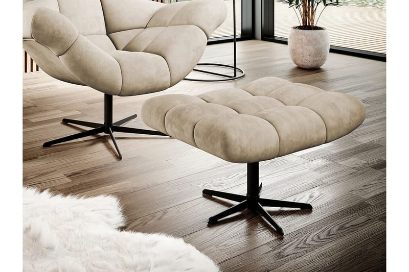 Rathkeale Fotpall 46 cm Beige/Black - Möbler - Vardagsrum - Stolar & sittmöbler - Pallar - Fotpall