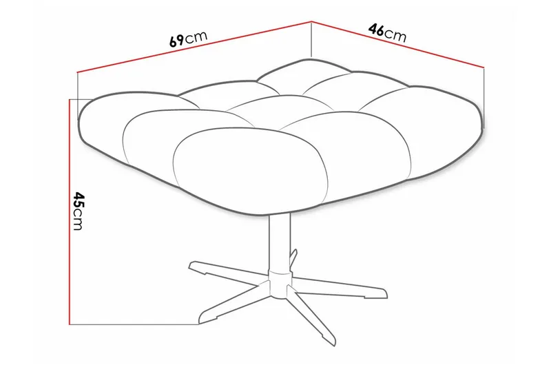 Rathkeale Fotpall 46 cm Dark Blue/Black - Möbler - Vardagsrum - Stolar & sittmöbler - Pallar - Fotpall