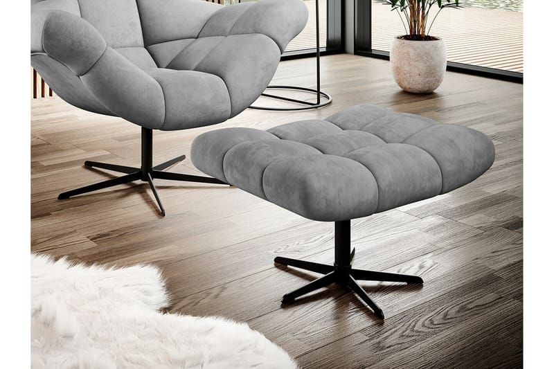 Rathkeale Fotpall 46 cm Grey/Black - Möbler - Vardagsrum - Stolar & sittmöbler - Pallar - Fotpall