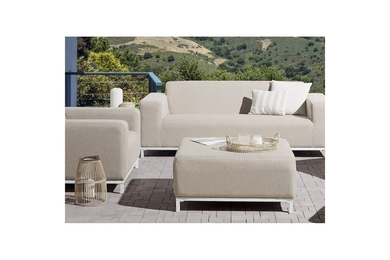 Fotpall Rovigo Beige/vit - Beige/vit - Möbler - Vardagsrum - Stolar & sittmöbler - Pallar - Fotpall
