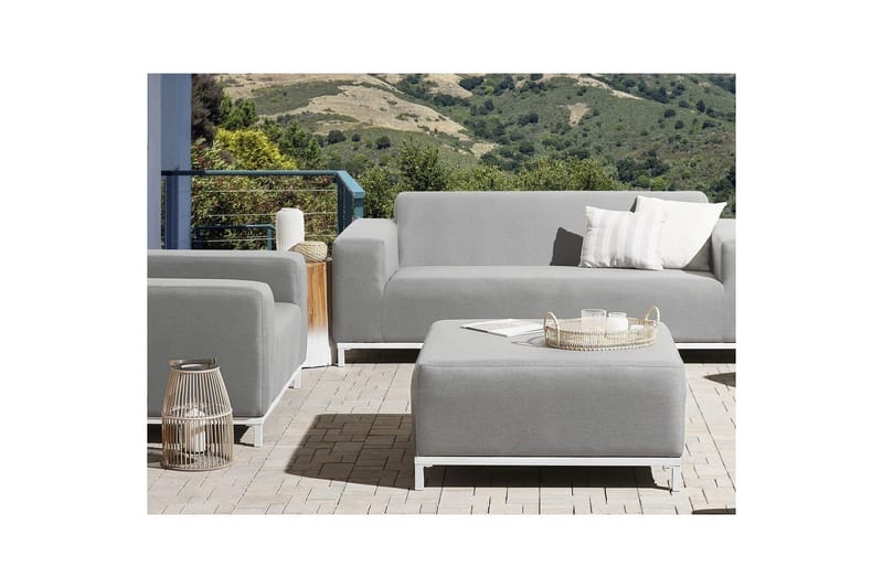 Fotpall Rovigo Ljusgrå/vit - Ljusgrå/vit - Möbler - Vardagsrum - Stolar & sittmöbler - Pallar - Fotpall