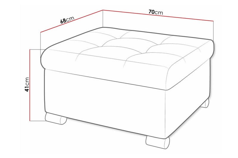 Trefor Fotpall 68 cm, Grå