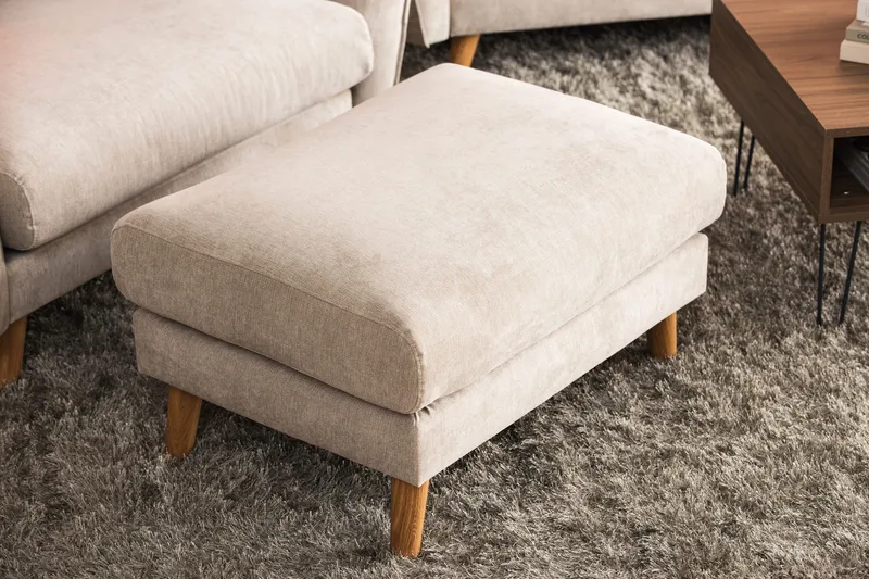 Trend Lyx Fotpall - Beige/Ek - Möbler - Vardagsrum - Stolar & sittmöbler - Pallar - Fotpall