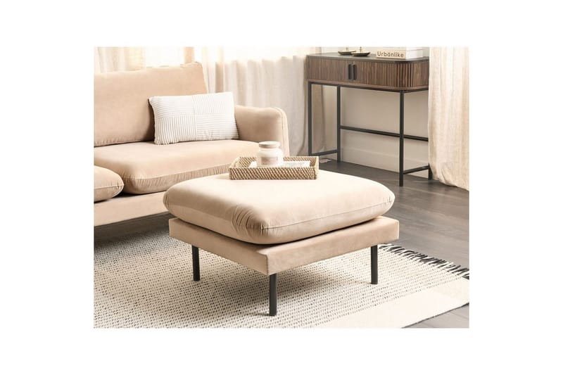 Fotpall Vinterbro Beige/svart, Sammet - Beige/svart, Sammet - Möbler - Vardagsrum - Stolar & sittmöbler - Pallar - Fotpall