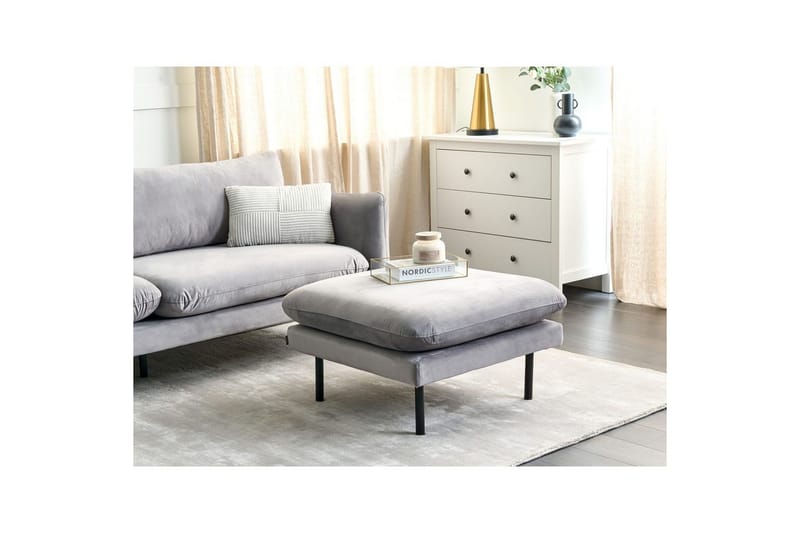 Fotpall Vinterbro Grå/svart, Sammet - Grå/svart, Sammet - Möbler - Vardagsrum - Stolar & sittmöbler - Pallar - Fotpall