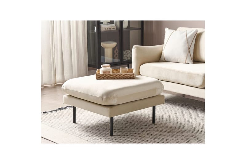 Fotpall Vinterbro Ljusbeige/svart, Sammet - Ljusbeige/svart, Sammet - Möbler - Vardagsrum - Stolar & sittmöbler - Pallar - Fotpall