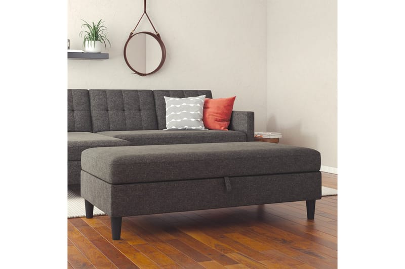 Fotpall/pall Hartford Antracit, Linnetyg Utseende (100% Polyester - Antracit, Linnetyg Utseende (100% Polyester - Möbler - Vardagsrum - Stolar & sittmöbler - Pallar - Fotpall
