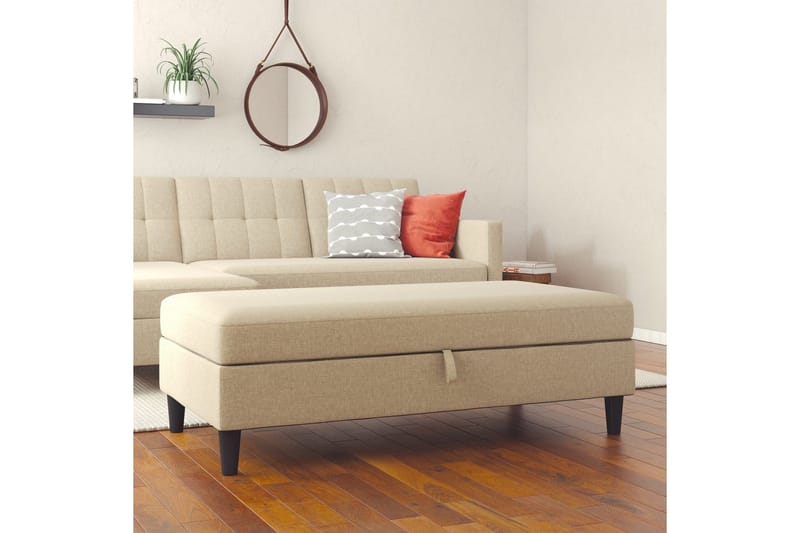 Fotpall/pall Hartford Brun, Linnetyg Utseende (100% Polyester - Brun, Linnetyg Utseende (100% Polyester - Möbler - Vardagsrum - Stolar & sittmöbler - Pallar - Fotpall