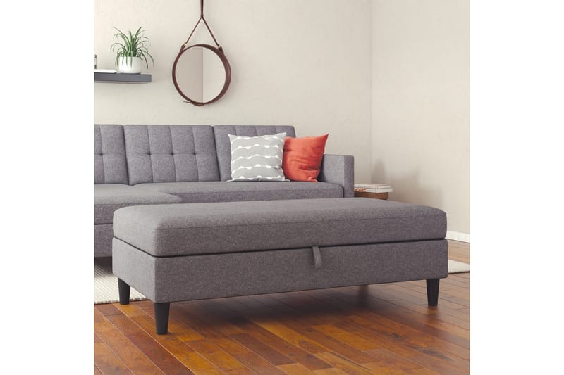 Fotpall/pall Hartford Grå, Linnetyg Utseende (100% Polyester - Grå, Linnetyg Utseende (100% Polyester - Möbler - Vardagsrum - Stolar & sittmöbler - Pallar - Fotpall