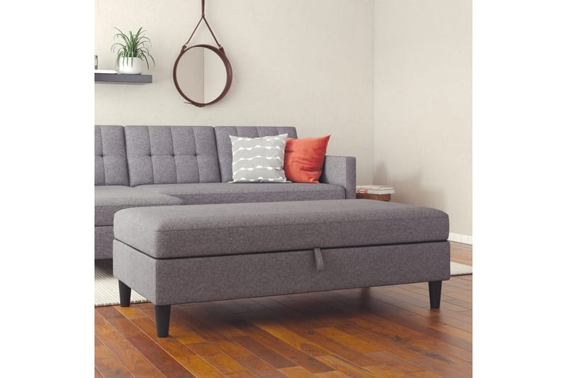 Fotpall/pall Hartford Grå, Linnetyg Utseende (100% Polyester - Grå, Linnetyg Utseende (100% Polyester - Möbler - Vardagsrum - Stolar & sittmöbler - Pallar - Fotpall