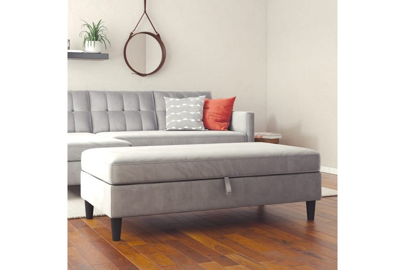 Fotpall/pall Hartford Grå, Sammet - Grå, Sammet - Möbler - Vardagsrum - Stolar & sittmöbler - Pallar - Fotpall