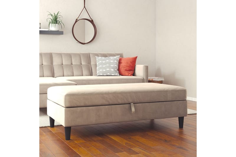 Fotpall/pall Hartford Taupe, Sammet - Taupe, Sammet - Möbler - Vardagsrum - Stolar & sittmöbler - Pallar - Fotpall
