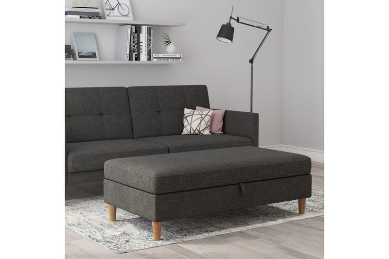 Fotpall/pall Lilly Antracit, Linne - Antracit, Linne - Möbler - Vardagsrum - Stolar & sittmöbler - Pallar - Fotpall