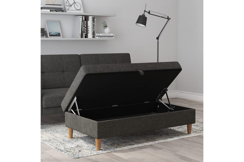 Fotpall/pall Lilly Antracit, Linne - Antracit, Linne - Möbler - Vardagsrum - Stolar & sittmöbler - Pallar - Fotpall