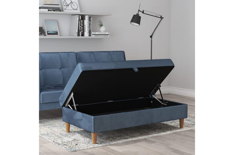 Fotpall/pall Lilly Blå, Sammet/Trä/Plast - Blå, Sammet/Trä/Plast - Möbler - Vardagsrum - Stolar & sittmöbler - Pallar - Fotpall