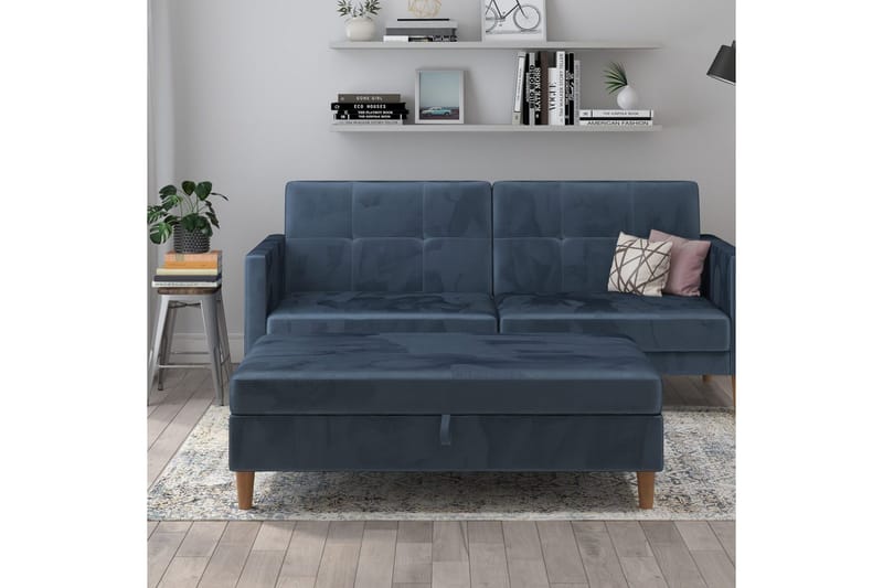 Fotpall/pall Lilly Blå, Sammet/Trä/Plast - Blå, Sammet/Trä/Plast - Möbler - Vardagsrum - Stolar & sittmöbler - Pallar - Fotpall