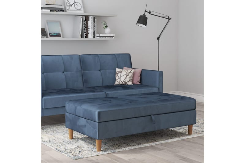 Fotpall/pall Lilly Blå, Sammet/Trä/Plast - Blå, Sammet/Trä/Plast - Möbler - Vardagsrum - Stolar & sittmöbler - Pallar - Fotpall