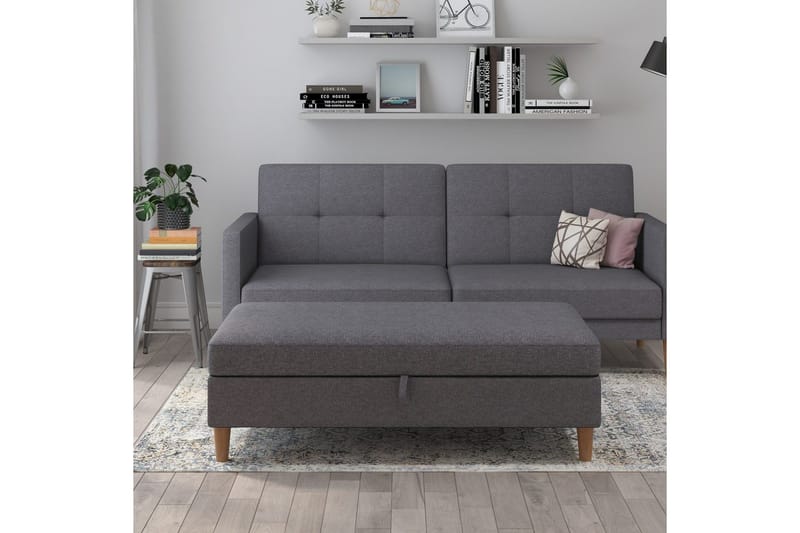 Fotpall/pall Lilly Ljusgrå, Linne - Ljusgrå, Linne - Möbler - Vardagsrum - Stolar & sittmöbler - Pallar - Fotpall