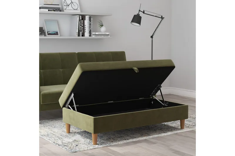 Fotpall/pall Lilly Olivgrön, Sammet/Trä/Plast - Olivgrön, Sammet/Trä/Plast - Möbler - Vardagsrum - Stolar & sittmöbler - Pallar - Fotpall